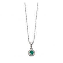 WHITE GOLD EMERALD ROUND DIAMOND EDGE 